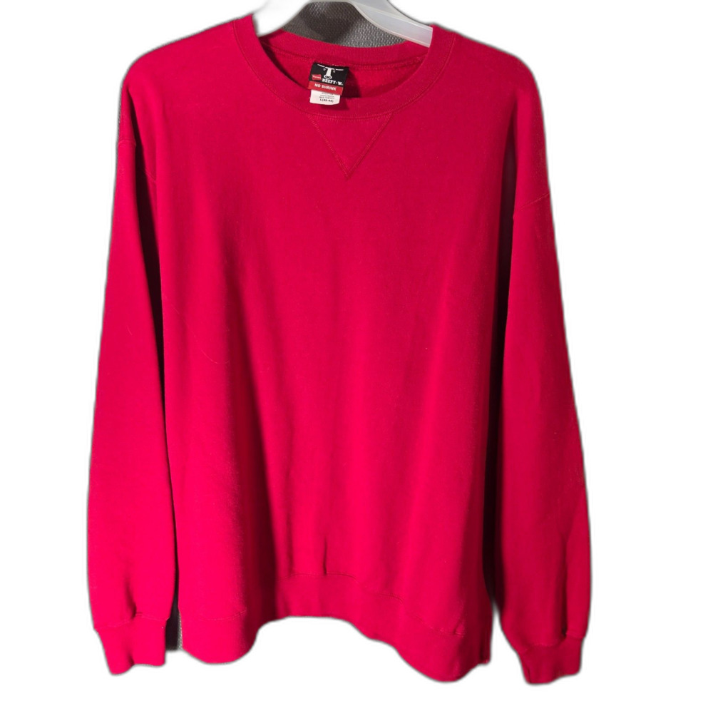 Hanes Men's L Beefy-T Blank Sweatshirt Red Vintage Y2K Christmas